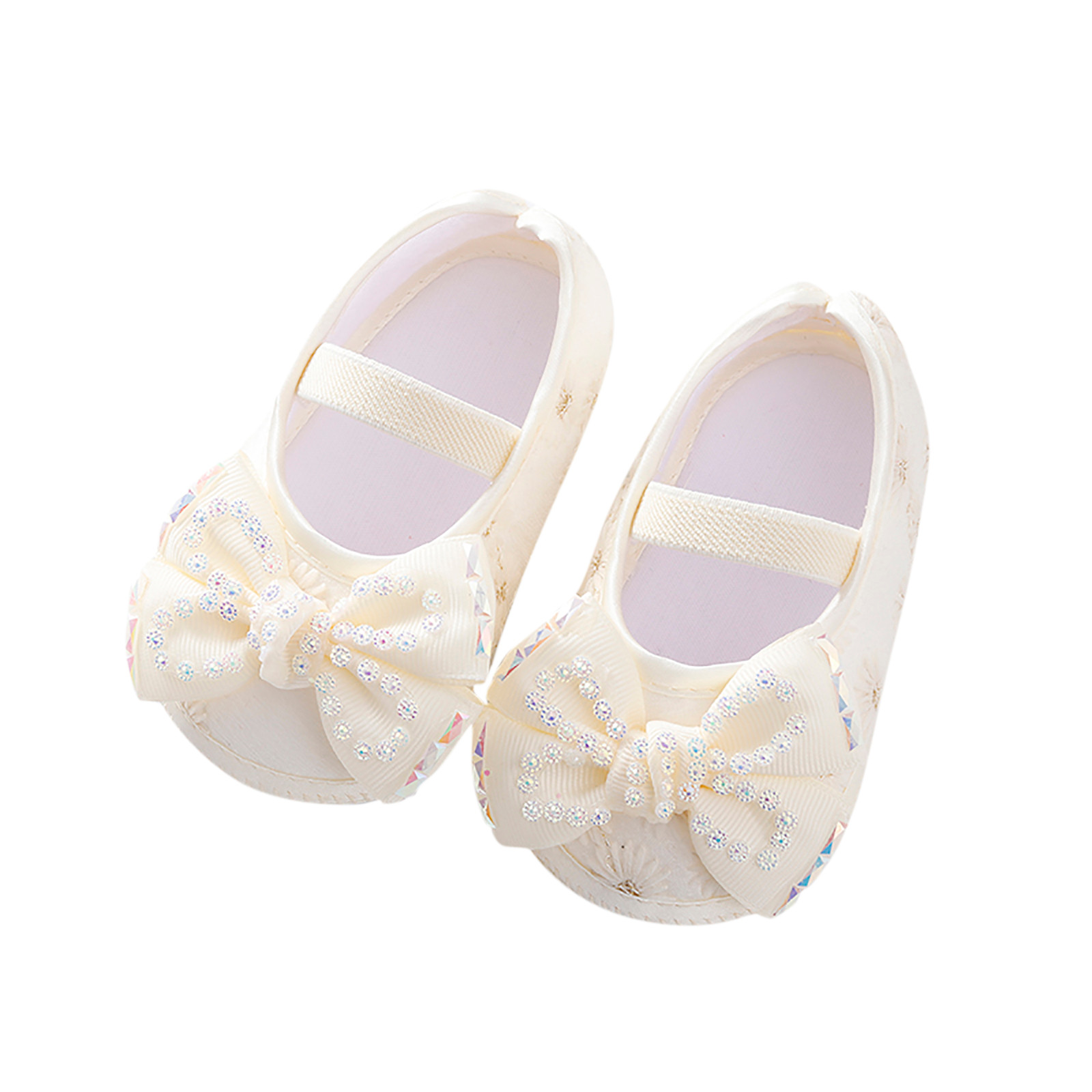 ZHUASHUM Shoes For Baby Girls Toddler Girls Walkers Shoes Children Princess Toddler Soft Shoes Kids Shoes Baby Beige.Size 0-3 Months